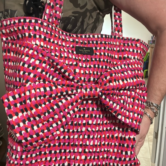kate spade Handbags - Kate spade fabric tote with large bow.